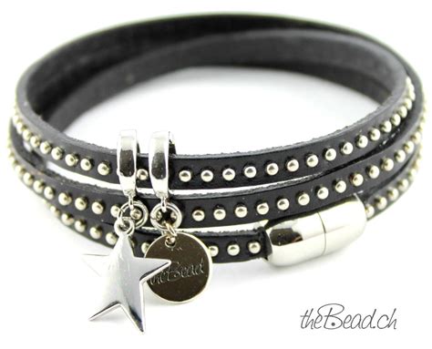 michael kors lederarmband schwarz silber mit nieten|Designer.